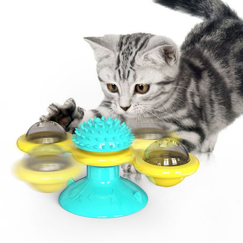 Cat Rotating Windmill Multi-Function Toys Itch Scratching Device Teeth Shining Toy - key words