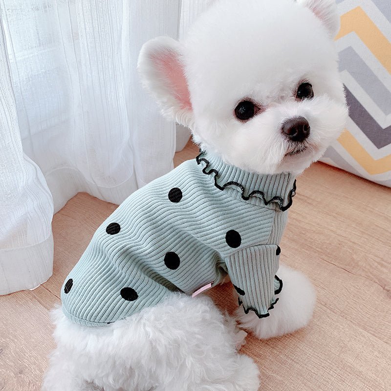 Dot turtleneck dog bottoming shirt - key words