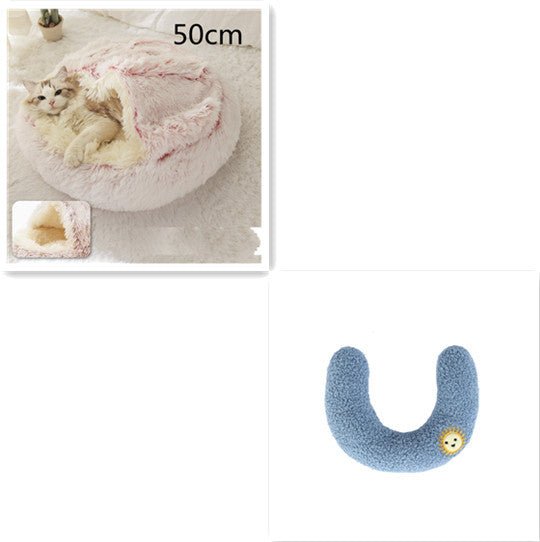 2 In 1 Dog And Cat Bed Pet Winter Bed Round Plush Warm Bed House Soft Long Plush Pets Bed Pet Products - Everpeakgoods