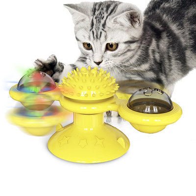 Cat Rotating Windmill Multi-Function Toys Itch Scratching Device Teeth Shining Toy - key words