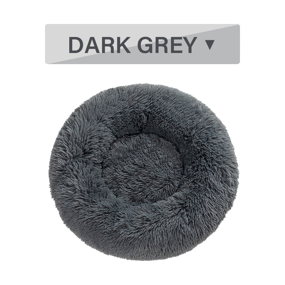 Fluffy Donut Dog Bed Warm Soft Long Plush Pet Cushion Dog House Cat Bed Washable Pet Sofa Mat Calming Samll Large Dog Beds - key words