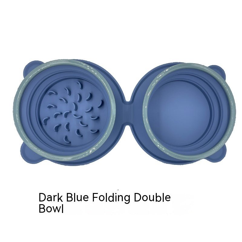 Portable Silicone Double Dog Food Bowls Foldable Non-Slip Cat Bowl Pet Travel Anti-Choking Feeding Bowl Outdoor - key words