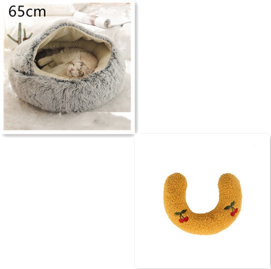 2 In 1 Dog And Cat Bed Pet Winter Bed Round Plush Warm Bed House Soft Long Plush Pets Bed Pet Products - Everpeakgoods