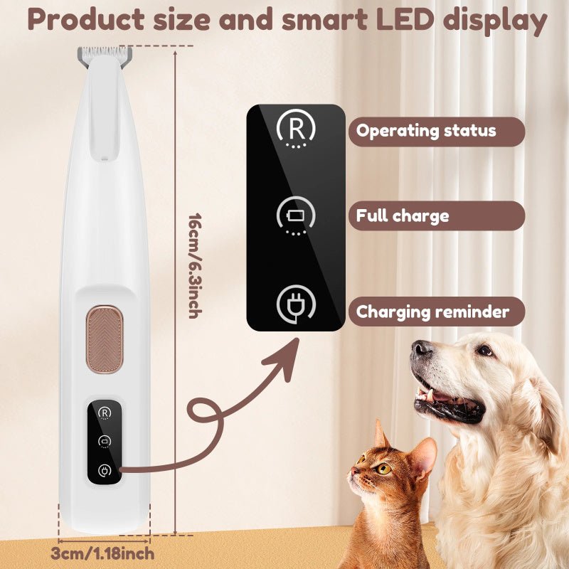 Pets Dog Paw Trimmer With LED Light Fully Waterproof Pet Hair Trimmer With LED Display Dog Clippers For Grooming Widen Blade - key words