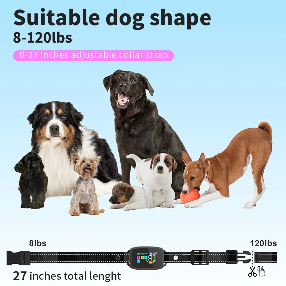 Smart Automatic Anti Barking Dog Collar Rechargeable Bark Stopper Stop Barking HD Digital Display IP67 Waterproof Collar For Dogs Pet Products - key words