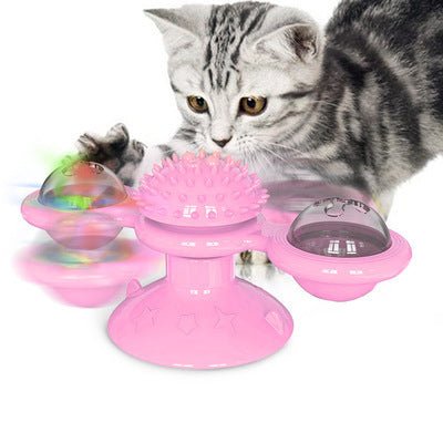 Cat Rotating Windmill Multi-Function Toys Itch Scratching Device Teeth Shining Toy - key words