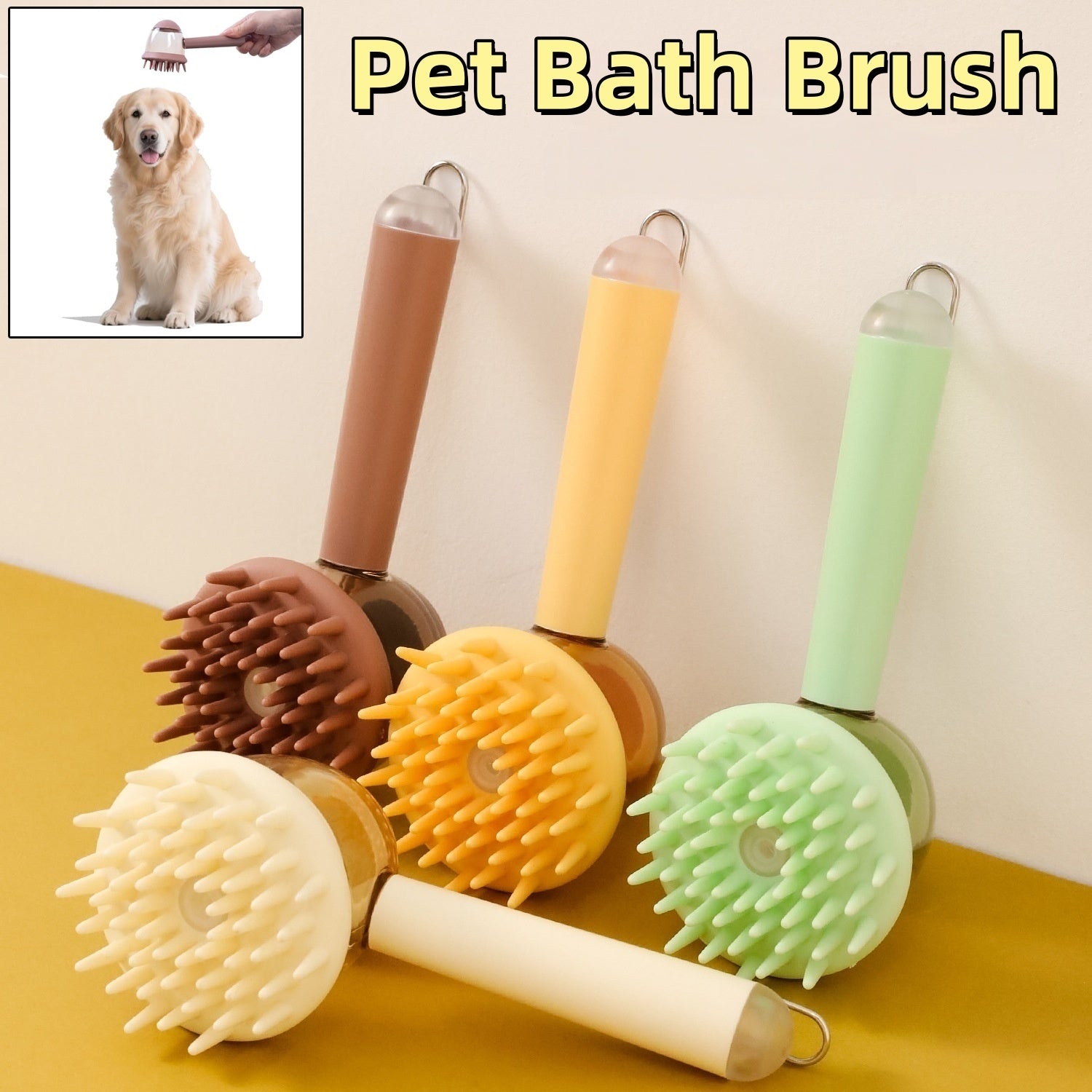 3 In 1 Pets Bath Brush For Dogs And Cats Shower Massage Brush, Depilation Comb And Foaming Tool, Anti - frizz Beauty Brush Pet Products - Everpeakgoods