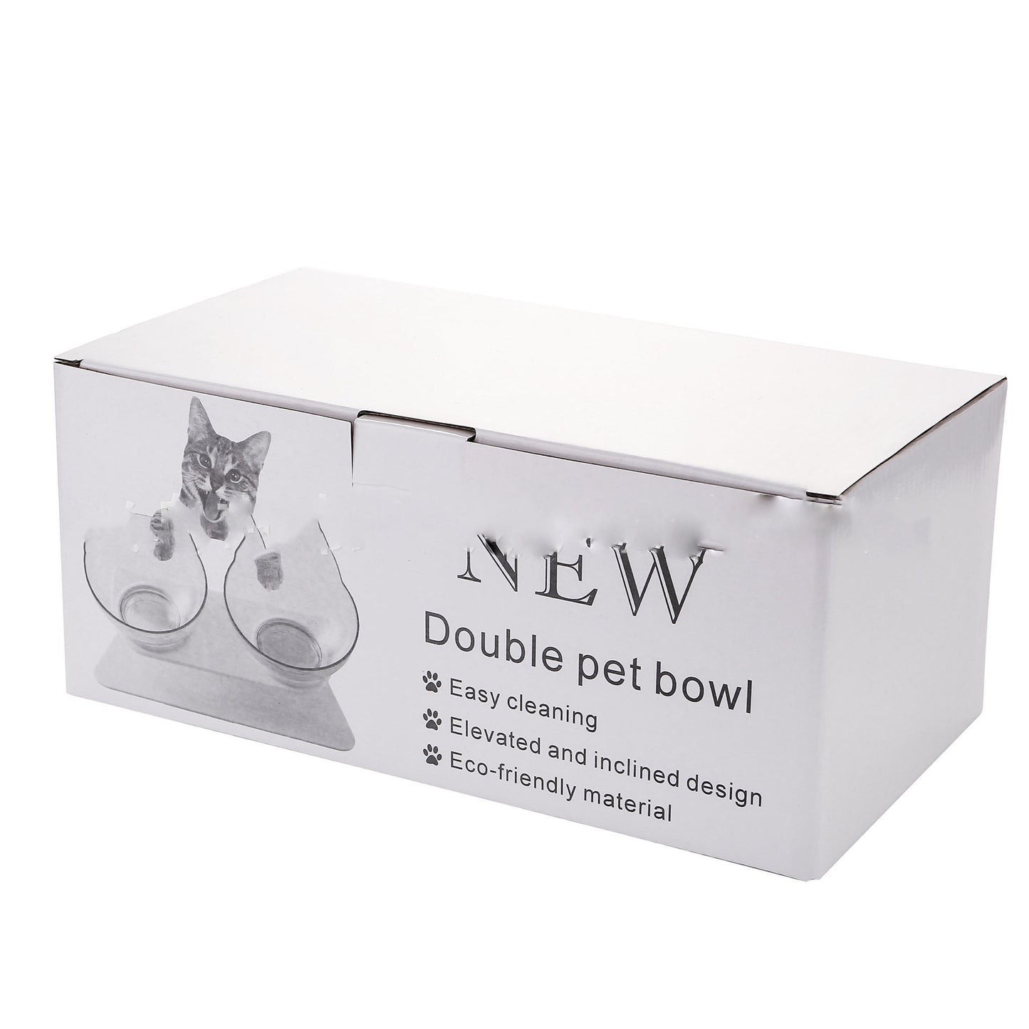 Non Slip Double Cat Bowl With Raised Stand Pet Food Cat Feeder Protect Cervical Vertebra Dog Bowl Transparent Pet Products - key words