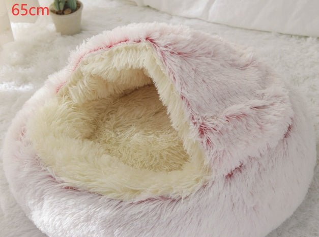 2 In 1 Dog And Cat Bed Pet Winter Bed Round Plush Warm Bed House Soft Long Plush Pets Bed Pet Products - Everpeakgoods