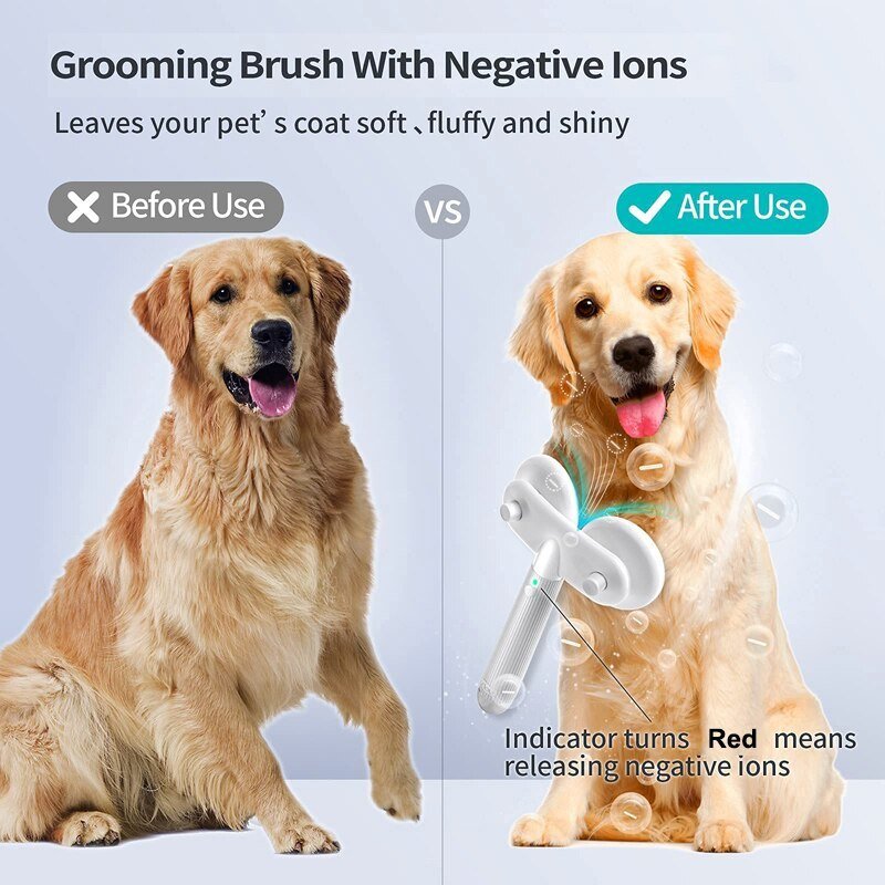 Pet Cat Brush Dog Slicker Brush Double-headed Negative Ion One-button Self Cleaning Dog Cat Hair Removal Pets Products - key words