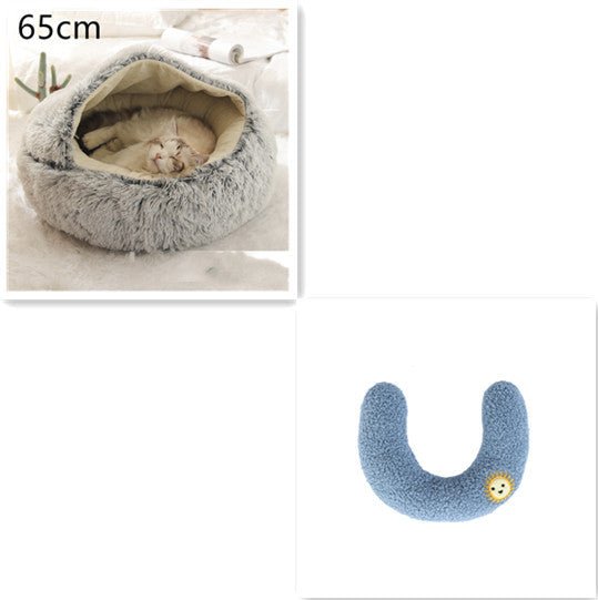 2 In 1 Dog And Cat Bed Pet Winter Bed Round Plush Warm Bed House Soft Long Plush Pets Bed Pet Products - Everpeakgoods
