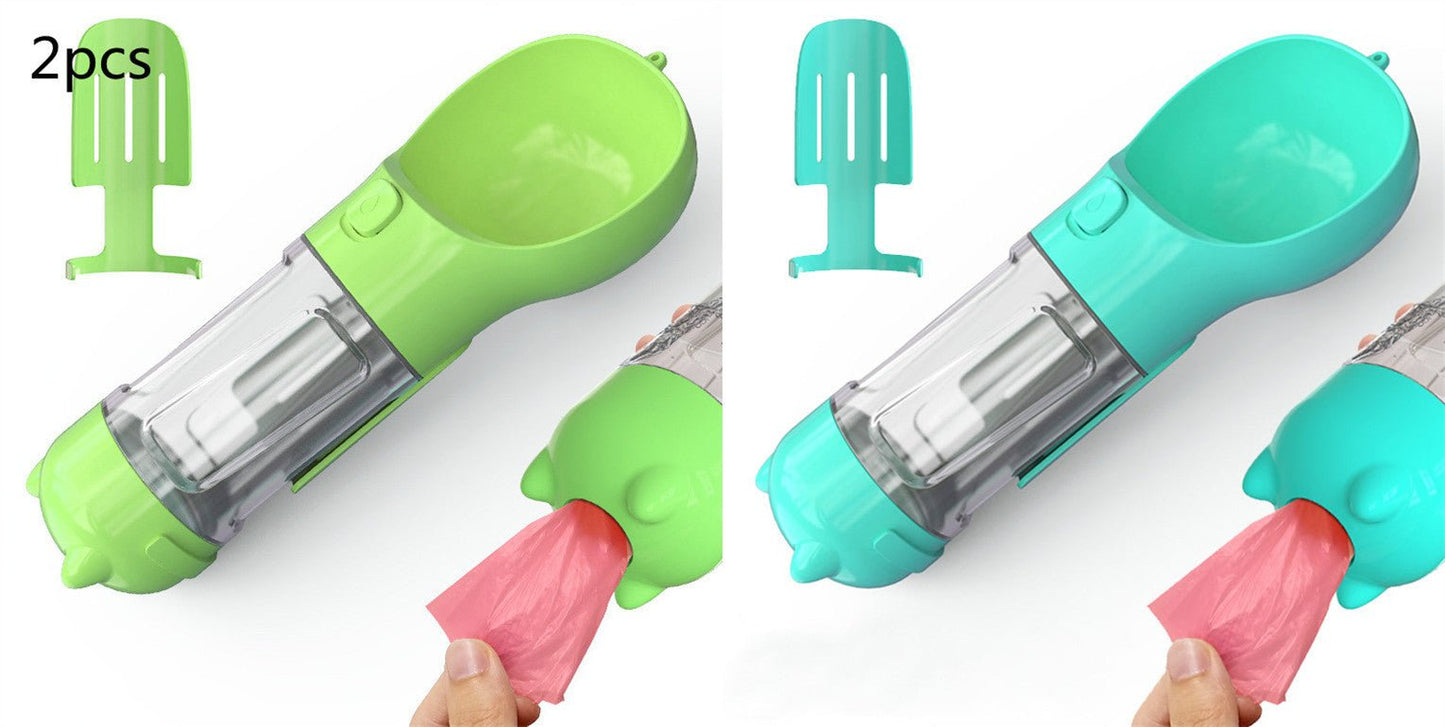 Pet Water Bottle Feeder Bowl Garbage Bag Storage Portable Pet Outdoor Travel 3 In 1 Dog Water Bottle - key words