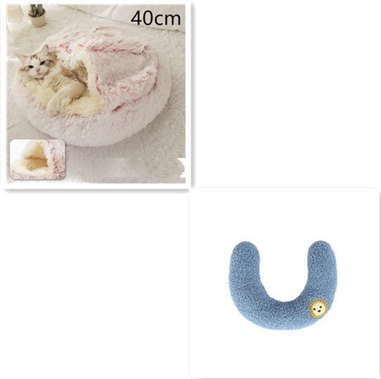 2 In 1 Dog And Cat Bed Pet Winter Bed Round Plush Warm Bed House Soft Long Plush Pets Bed Pet Products - Everpeakgoods