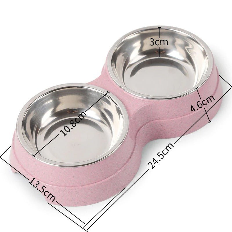 Double Pet Bowls Dog Food Water Feeder Stainless Steel Pet Drinking Dish Feeder Cat Puppy Feeding Supplies Small Dog Accessories - key words