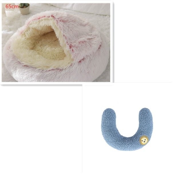 2 In 1 Dog And Cat Bed Pet Winter Bed Round Plush Warm Bed House Soft Long Plush Pets Bed Pet Products - Everpeakgoods