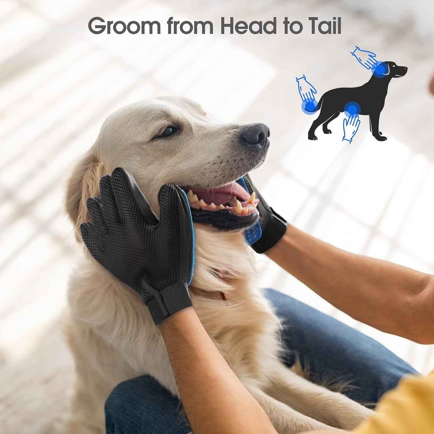 Upgrade Pet Grooming Gloves Cat Brushes For Gentle Shedding Efficient Pets Hair Remover Mittens Dog Washing Gloves For Long And Short Hair Dogs Cats Horse