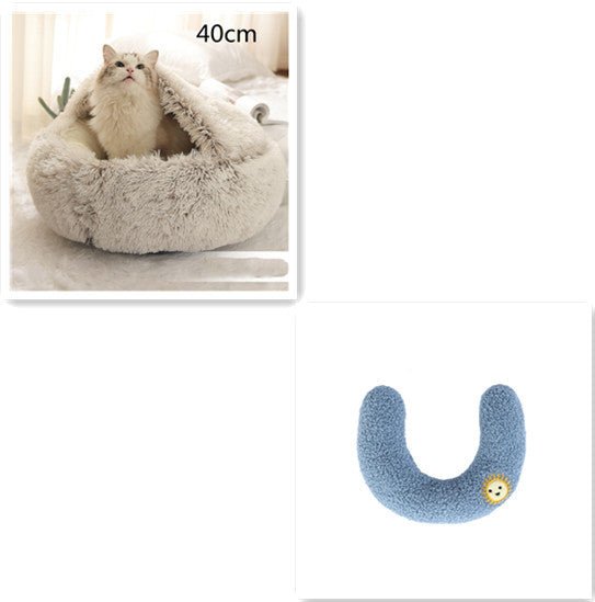 2 In 1 Dog And Cat Bed Pet Winter Bed Round Plush Warm Bed House Soft Long Plush Pets Bed Pet Products - Everpeakgoods
