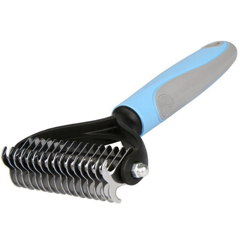Grooming Brush For Pet Dog Cat Deshedding Tool Rake Comb Fur Remover Reduce 2-Side Dematting Tool For Dogs Cats Pets Grooming Brush Double Sided Shedding And Dematting Undercoat Rake Hair Removal Comb - key words