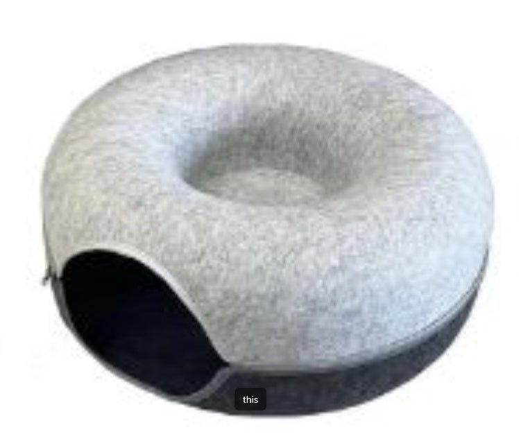 Four Seasons Available Cat Nest Round Woolen Felt Pet Dual-use Cat Nest Tunnel Interactive Training Toy Grey Felt Cat Nest - key words