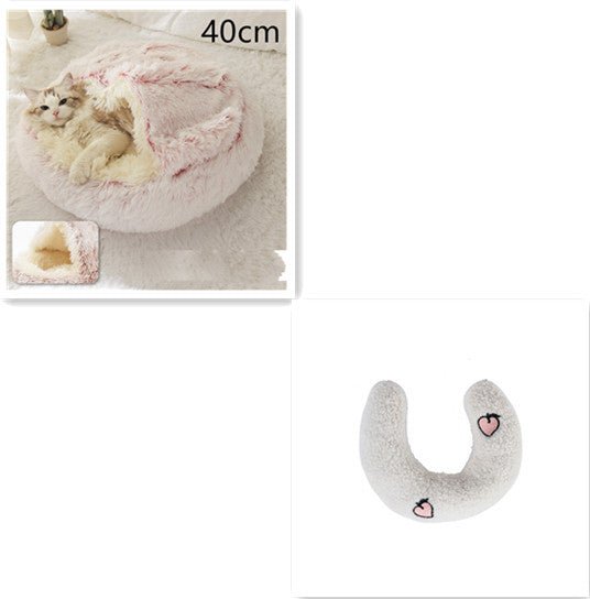 2 In 1 Dog And Cat Bed Pet Winter Bed Round Plush Warm Bed House Soft Long Plush Pets Bed Pet Products - Everpeakgoods