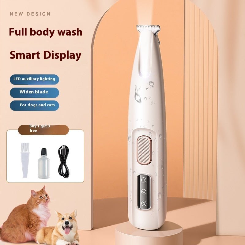 Pets Dog Paw Trimmer With LED Light Fully Waterproof Pet Hair Trimmer With LED Display Dog Clippers For Grooming Widen Blade - key words