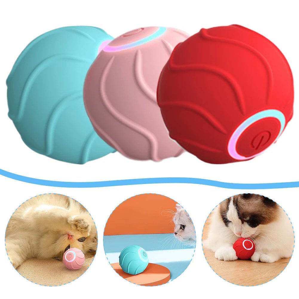 Smart Cat Toys Rolling Ball Pet Cat Owner Interactive Pets Toys Automatic Bouncing Ball USB Self Hi Teasing Kittens Jumping Ball - key words