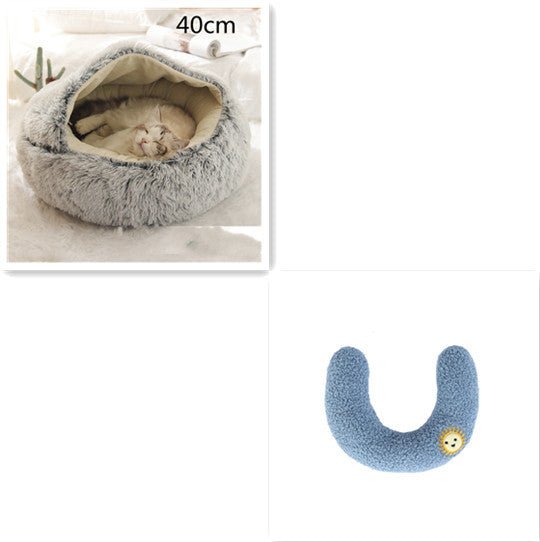2 In 1 Dog And Cat Bed Pet Winter Bed Round Plush Warm Bed House Soft Long Plush Pets Bed Pet Products - Everpeakgoods