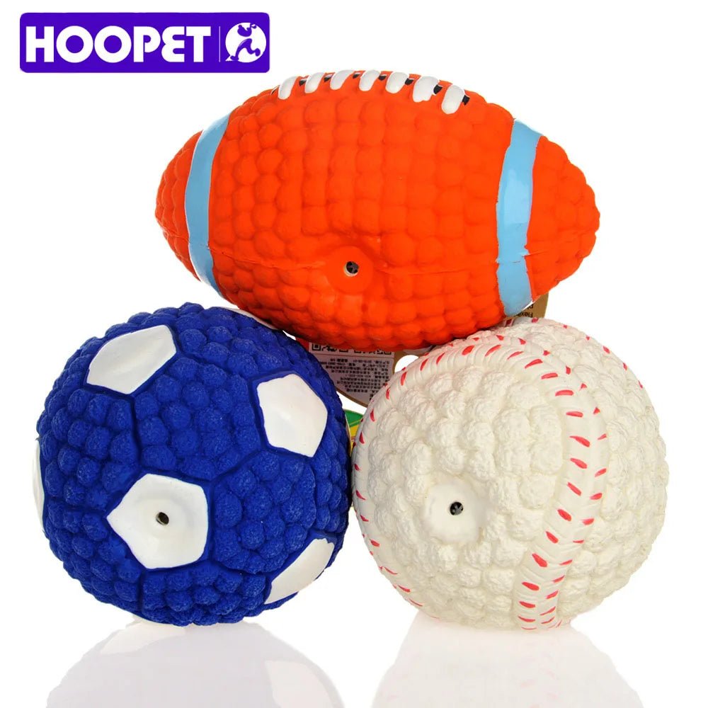 HOOPET Pet Dog Toy Balls Squeak Puppy Toys Interesting Tennis Football Tooth Cleaning Toys for Dogs - key words