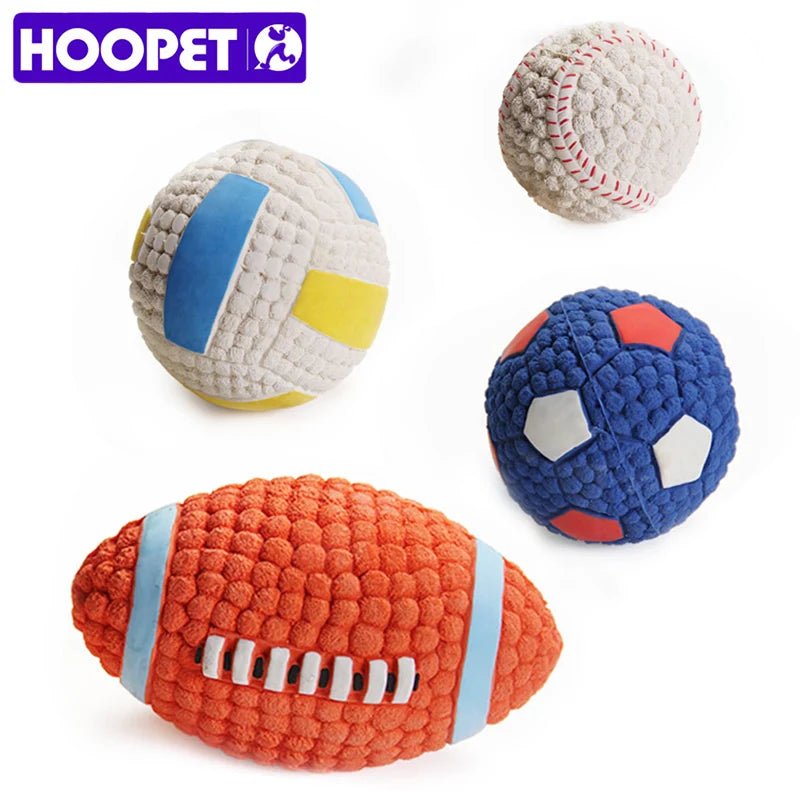 HOOPET Pet Dog Toy Balls Squeak Puppy Toys Interesting Tennis Football Tooth Cleaning Toys for Dogs - key words