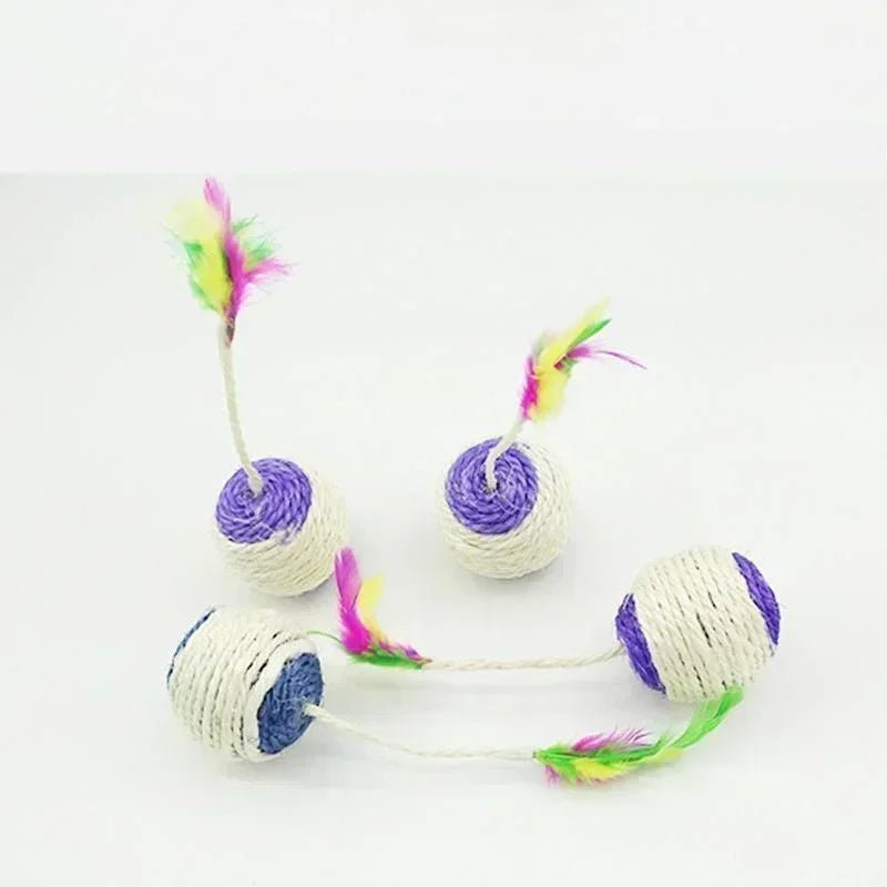 1Pc Cat Toy Sisal Scratching Ball Training Interactive Toy for Kitten Pet Cat Supplies Feather Toy Cat Toys Interactive - key words