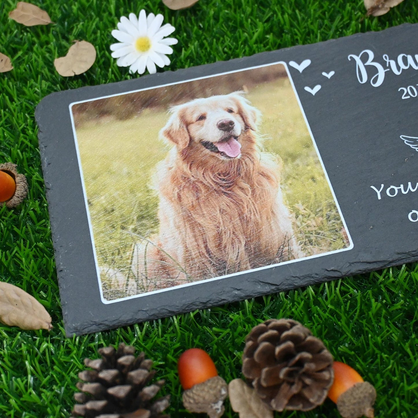 Personalized Pet Memorial Stone, Large Memorial Garden Stone Printed with Photo, Pet Loss Gifts, Dog Cat Memorial Gift - key words