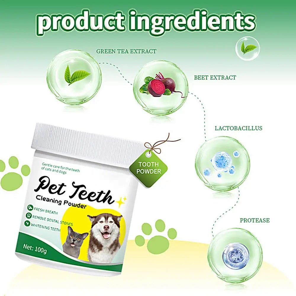 Food grade canine tooth cleaning powder, advanced care 100g formula, small and medium-sized canine tooth powder - key words