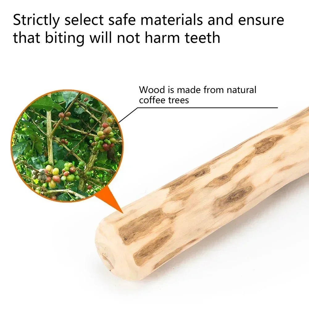 Durable Coffee Wood Chew Stick for Dogs - Natural Anxiety Relief & Teeth Cleaning Pet Toy - key words