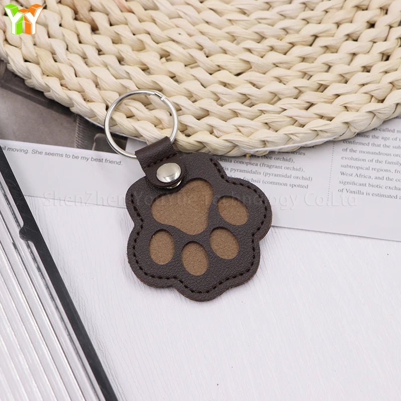 Leather Memorial Pet Hair Storage Bag Cat Paw Keychain Handmade Homemade Pet Memorial Keychain - key words