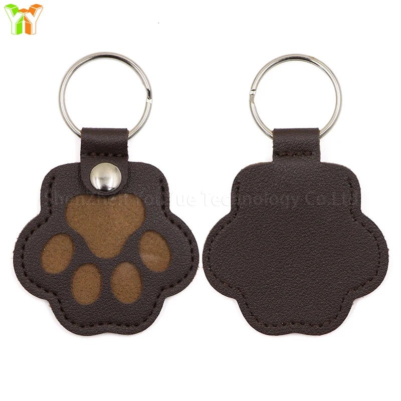 Leather Memorial Pet Hair Storage Bag Cat Paw Keychain Handmade Homemade Pet Memorial Keychain - key words