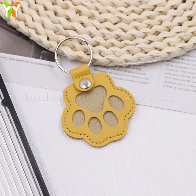 Leather Memorial Pet Hair Storage Bag Cat Paw Keychain Handmade Homemade Pet Memorial Keychain - key words