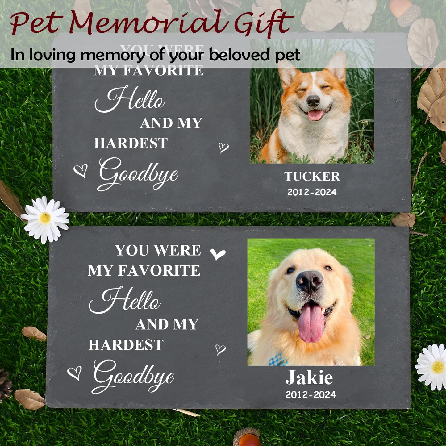 Personalized Pet Memorial Stone, Large Memorial Garden Stone Printed with Photo, Pet Loss Gifts, Dog Cat Memorial Gift - key words