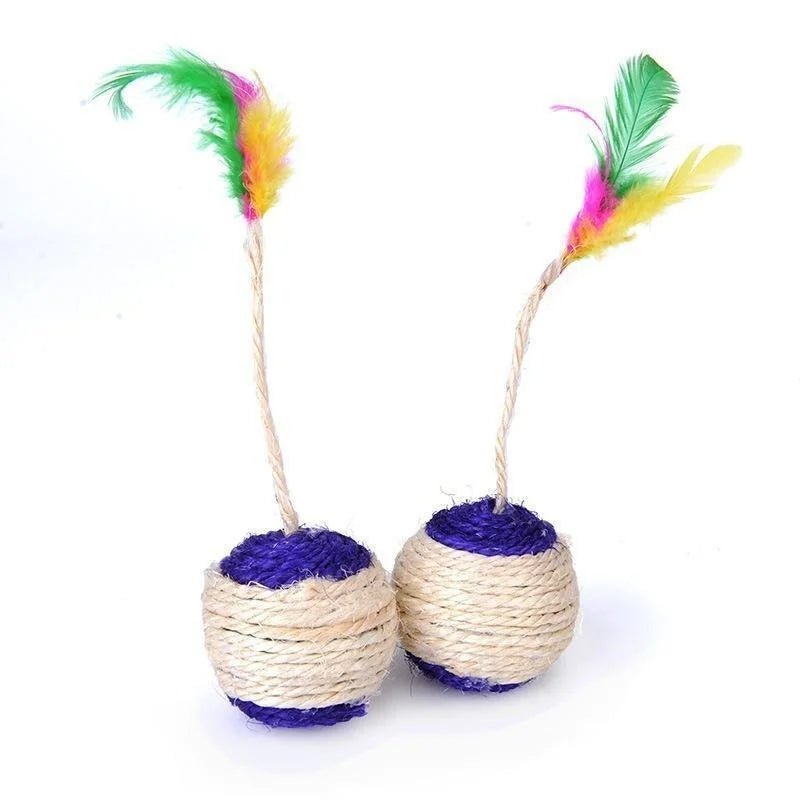 1Pc Cat Toy Sisal Scratching Ball Training Interactive Toy for Kitten Pet Cat Supplies Feather Toy Cat Toys Interactive - key words