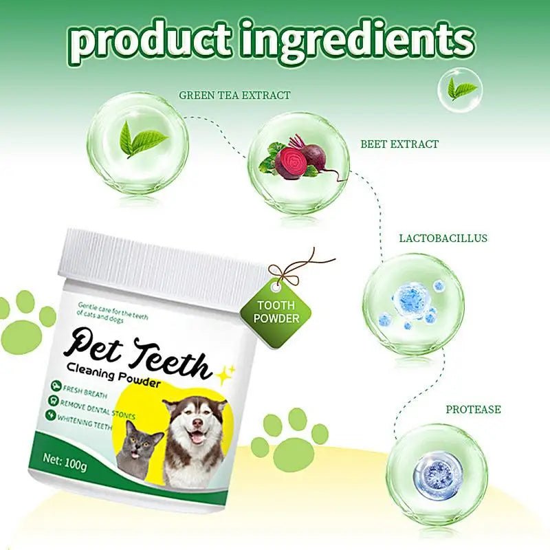 Food grade canine tooth cleaning powder, advanced care 100g formula, small and medium-sized canine tooth powder - key words