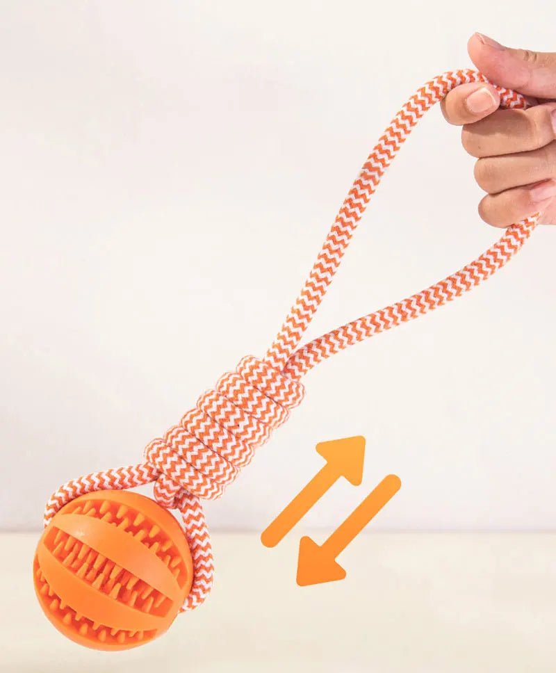 Dog Ball Toy with Rope Interactive Interactive Leaking Balls for Small Medium Dogs Chewing Bite Resistant Pet Tooth Cleaning - key words