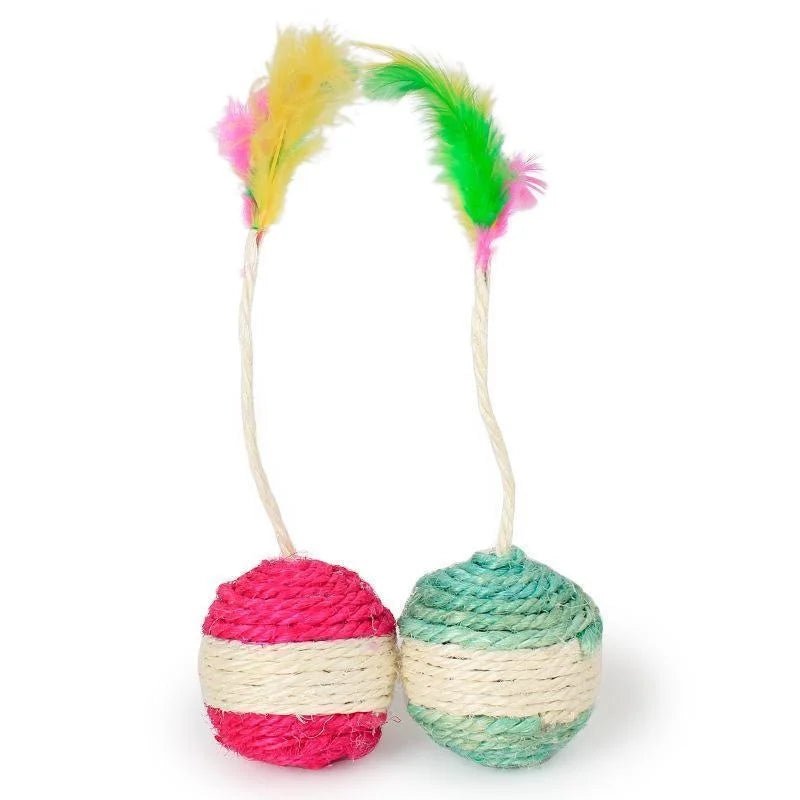 1Pc Cat Toy Sisal Scratching Ball Training Interactive Toy for Kitten Pet Cat Supplies Feather Toy Cat Toys Interactive - key words