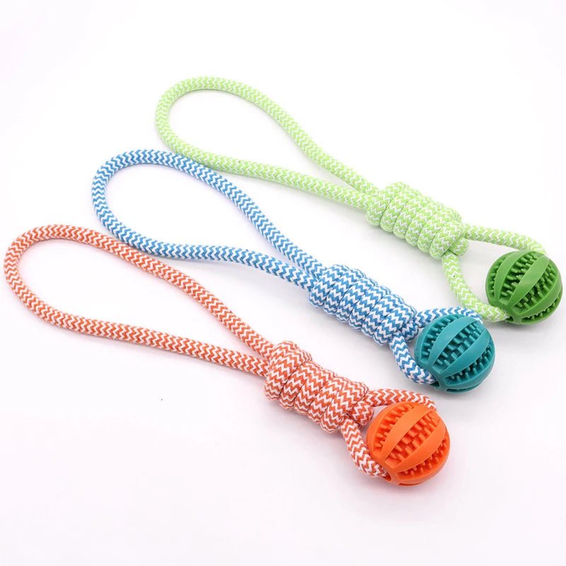 Dog Ball Toy with Rope Interactive Interactive Leaking Balls for Small Medium Dogs Chewing Bite Resistant Pet Tooth Cleaning - key words