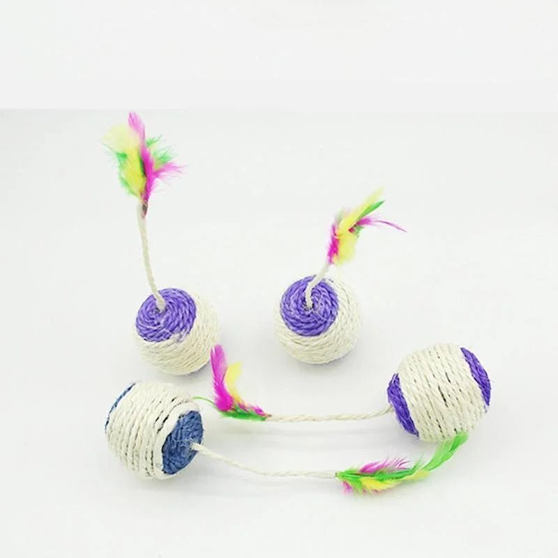 1Pc Cat Toy Sisal Scratching Ball Training Interactive Toy for Kitten Pet Cat Supplies Feather Toy Cat Toys Interactive - key words