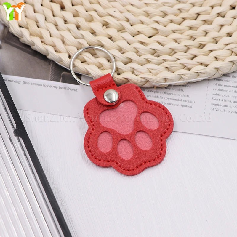Leather Memorial Pet Hair Storage Bag Cat Paw Keychain Handmade Homemade Pet Memorial Keychain - key words