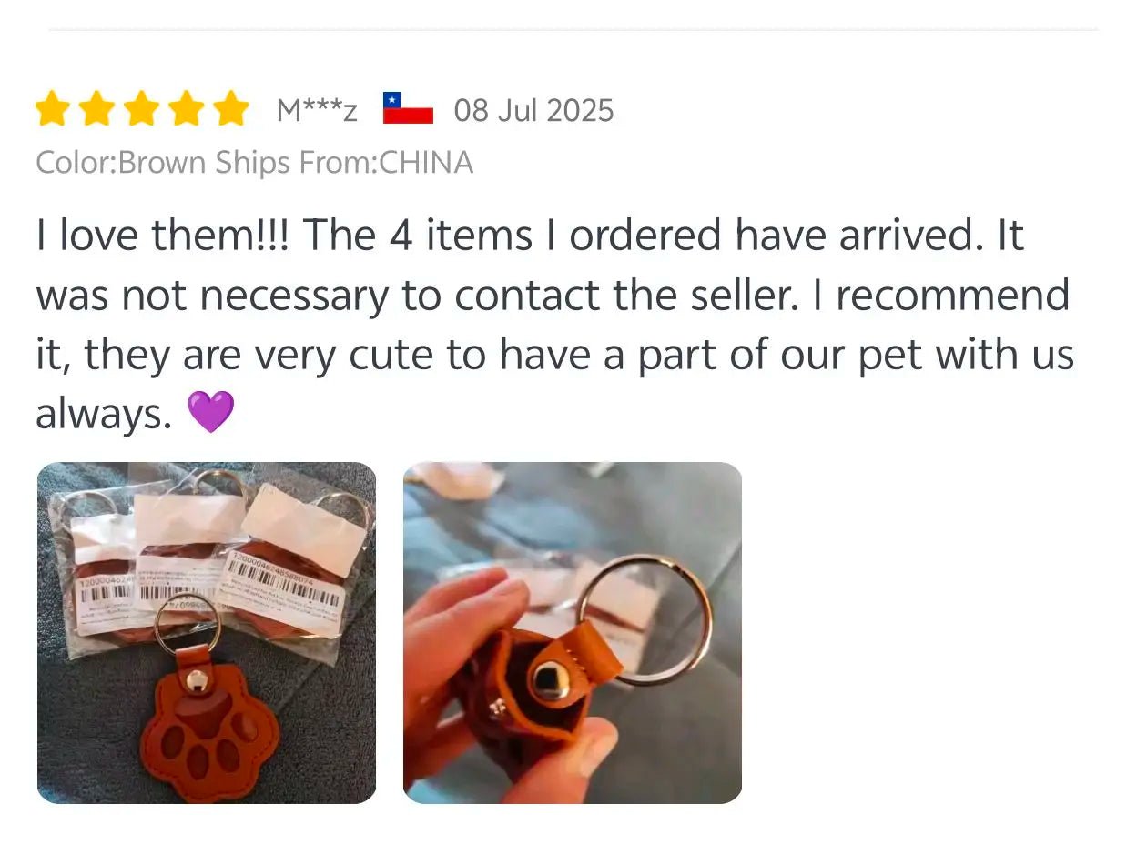 Leather Memorial Pet Hair Storage Bag Cat Paw Keychain Handmade Homemade Pet Memorial Keychain - key words