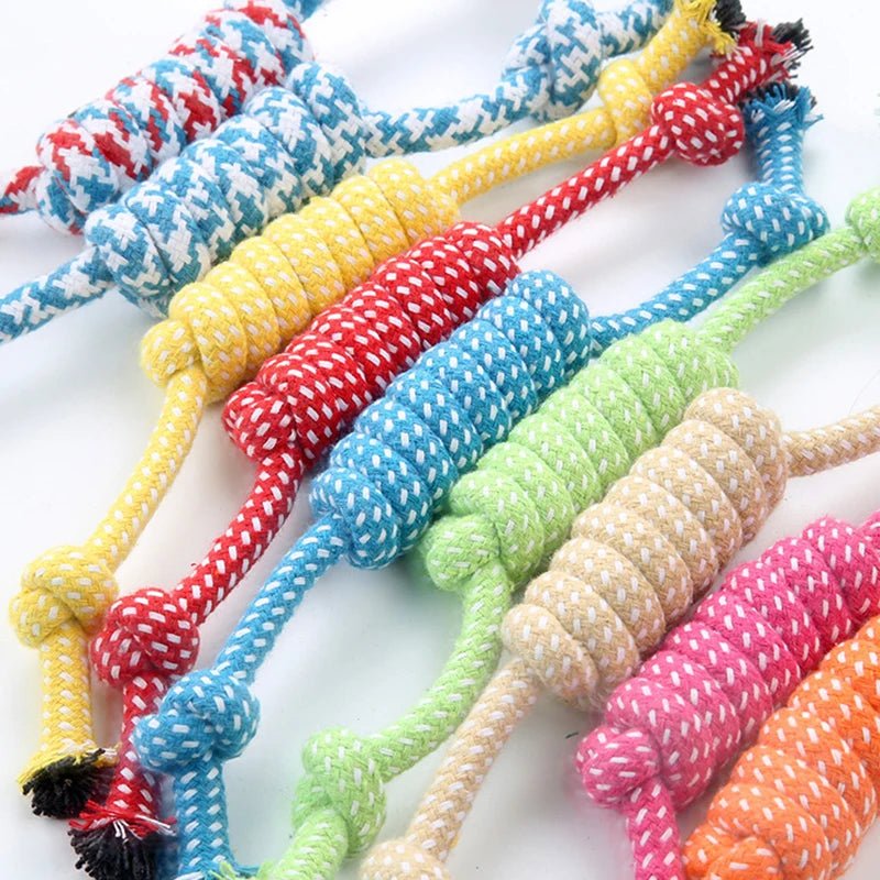 1Pcs Cotton Chew Pets dogs Toys Puppy Durable Braided Bone Knot Rope 27CM Tooth Cleaning Tool Pet Products Dropshipping Center - key words