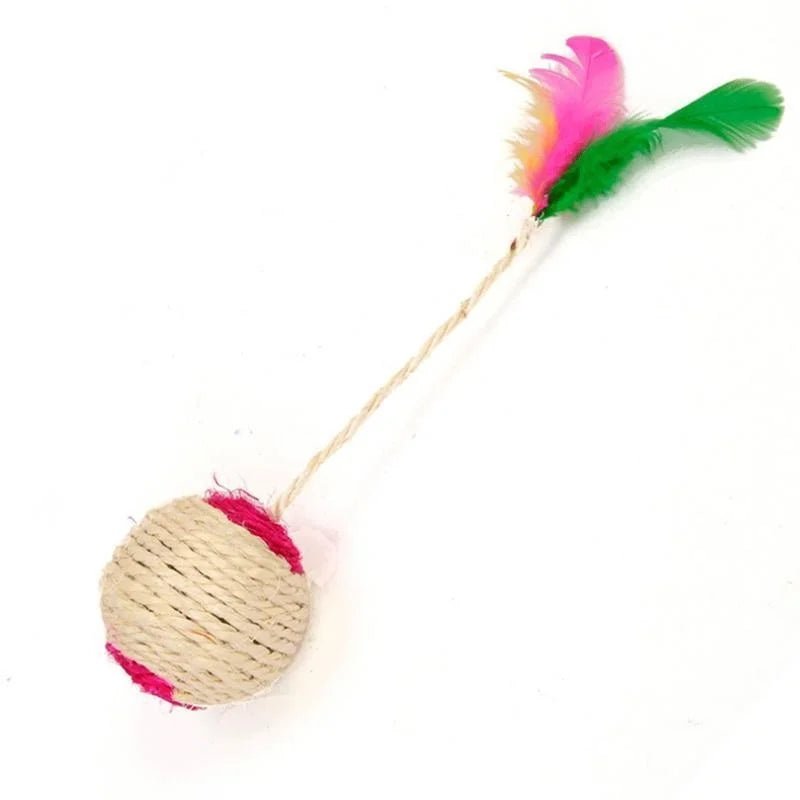 1Pc Cat Toy Sisal Scratching Ball Training Interactive Toy for Kitten Pet Cat Supplies Feather Toy Cat Toys Interactive - key words