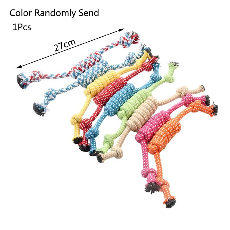 1Pcs Cotton Chew Pets dogs Toys Puppy Durable Braided Bone Knot Rope 27CM Tooth Cleaning Tool Pet Products Dropshipping Center - key words