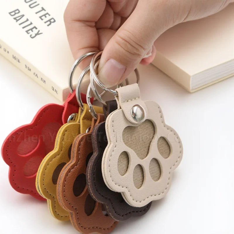 Leather Memorial Pet Hair Storage Bag Cat Paw Keychain Handmade Homemade Pet Memorial Keychain - key words