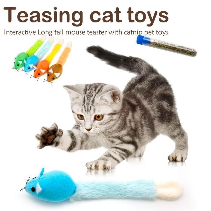 Long Tail Mouse Cat Teaster Toys Funny Pet Toys Cat Toys Mouse Trainning Funny Playing Toys Interactive Pets Products - key words